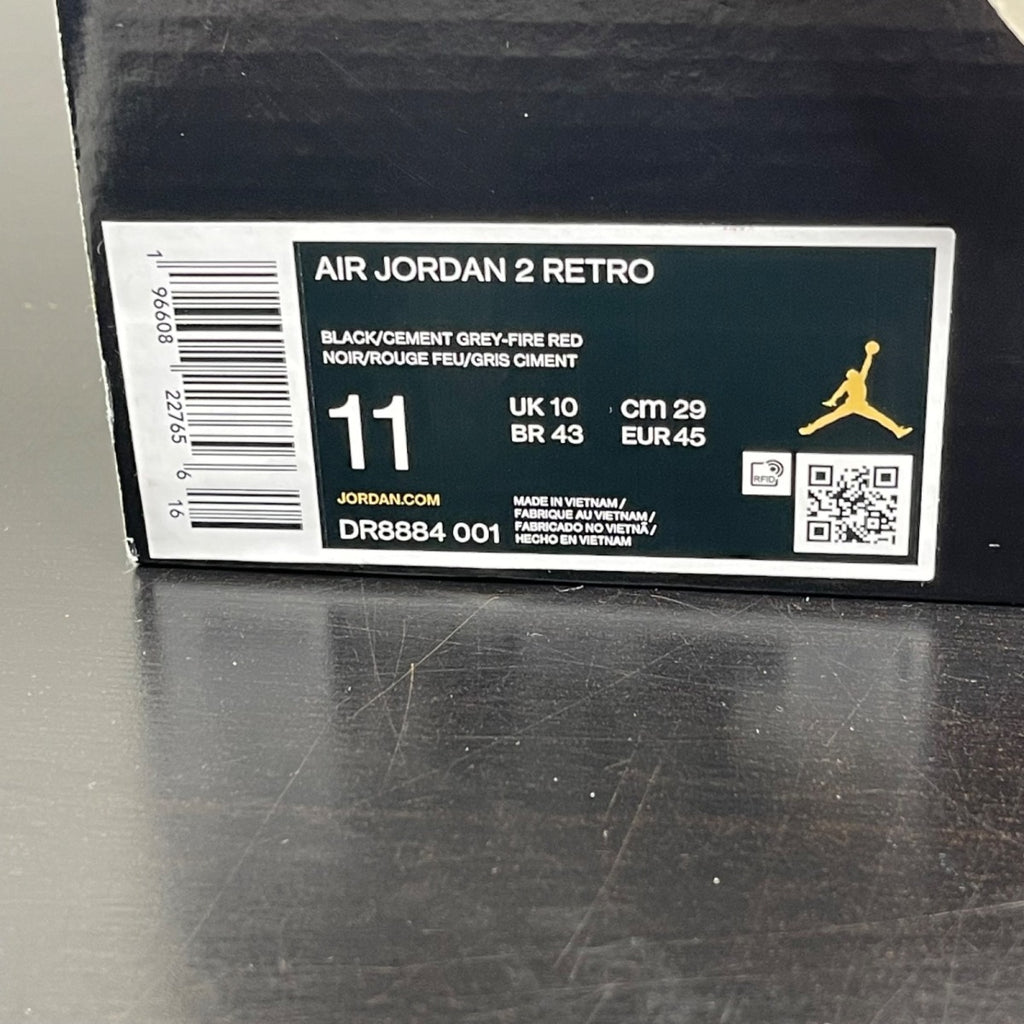 Jordan 2 Retro Black Cement 11 (Moderately Worn Pre-Owned)JordanBlack/Cement Grey/Fire Red/Sail - Image 7