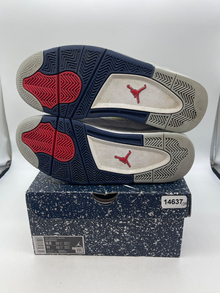 Jordan 4 Retro Midnight Navy 9.5 (Moderately Worn Pre-Owned)JordanWhite/Midnight Navy/Light Smoke Grey-Fire Red - Image 7
