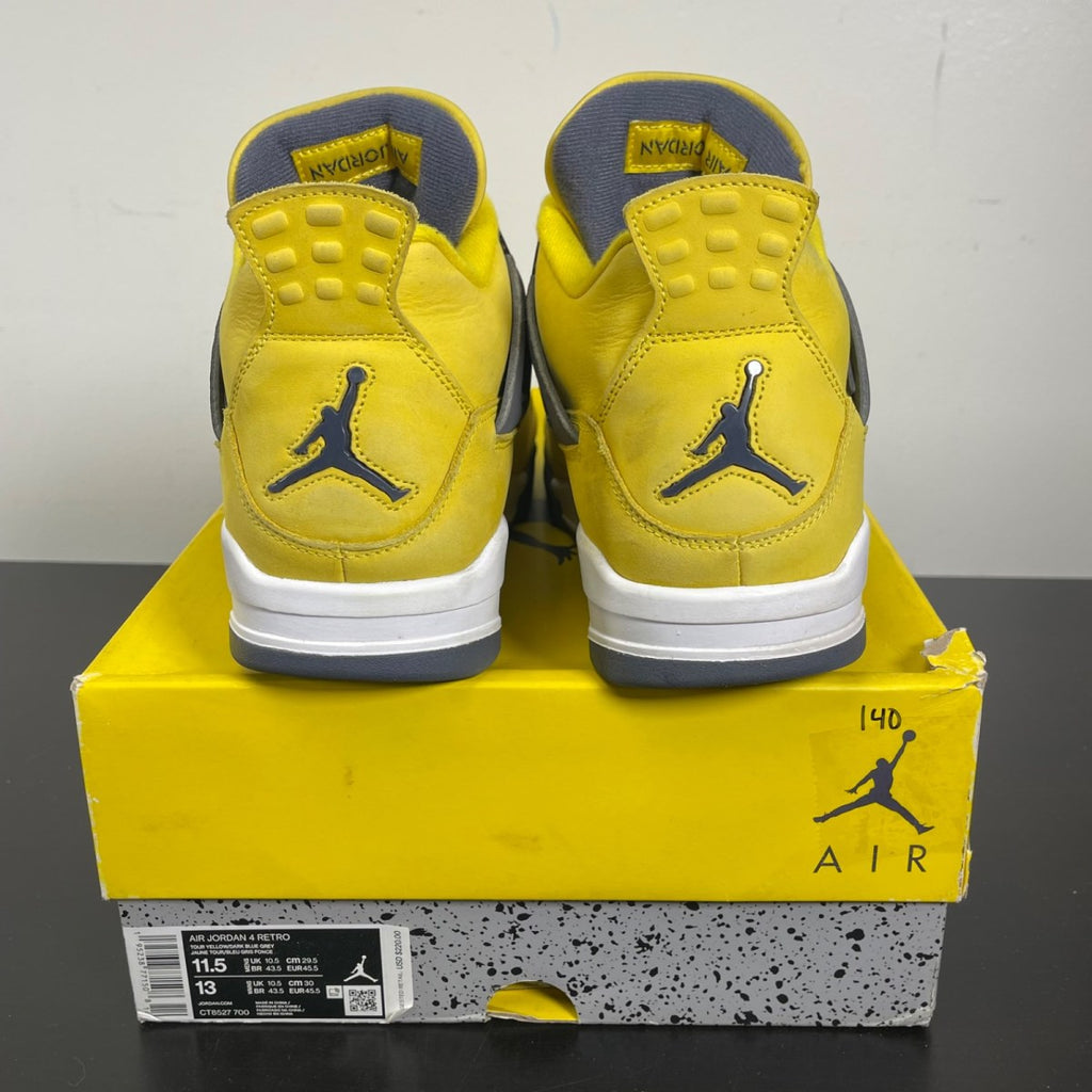 Jordan 4 Retro Lightning (2021) 11.5 (Moderately Worn Pre-Owned)JordanTour Yellow/White-Dark Blue Grey - Image 4