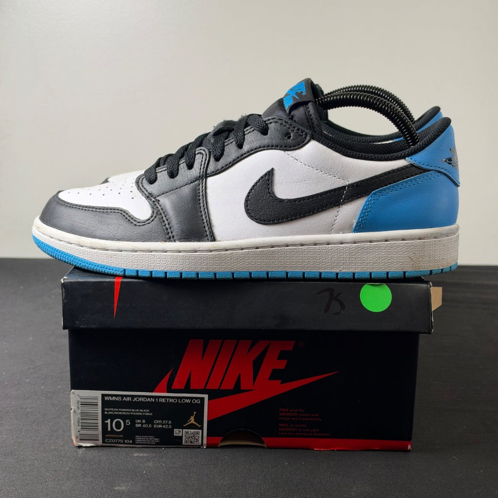 Jordan 1 Retro Low OG Black Dark Powder Blue (Women's) (Size 10.5W) - Image 3