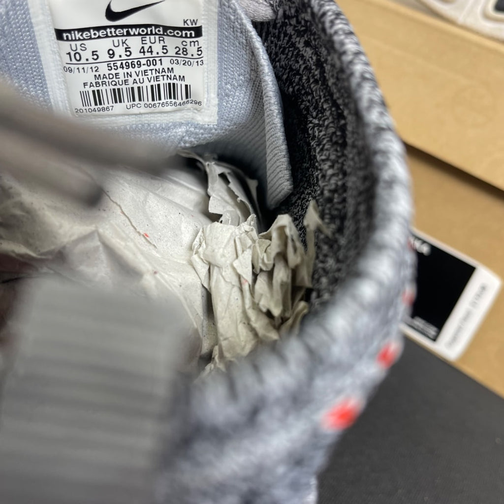 Nike Lunar Flyknit Chukka Wolf Grey Red 10.5 (Moderately Worn Pre-Owned)NikeWolf Grey/Wolf Grey-Black-White - Image 6