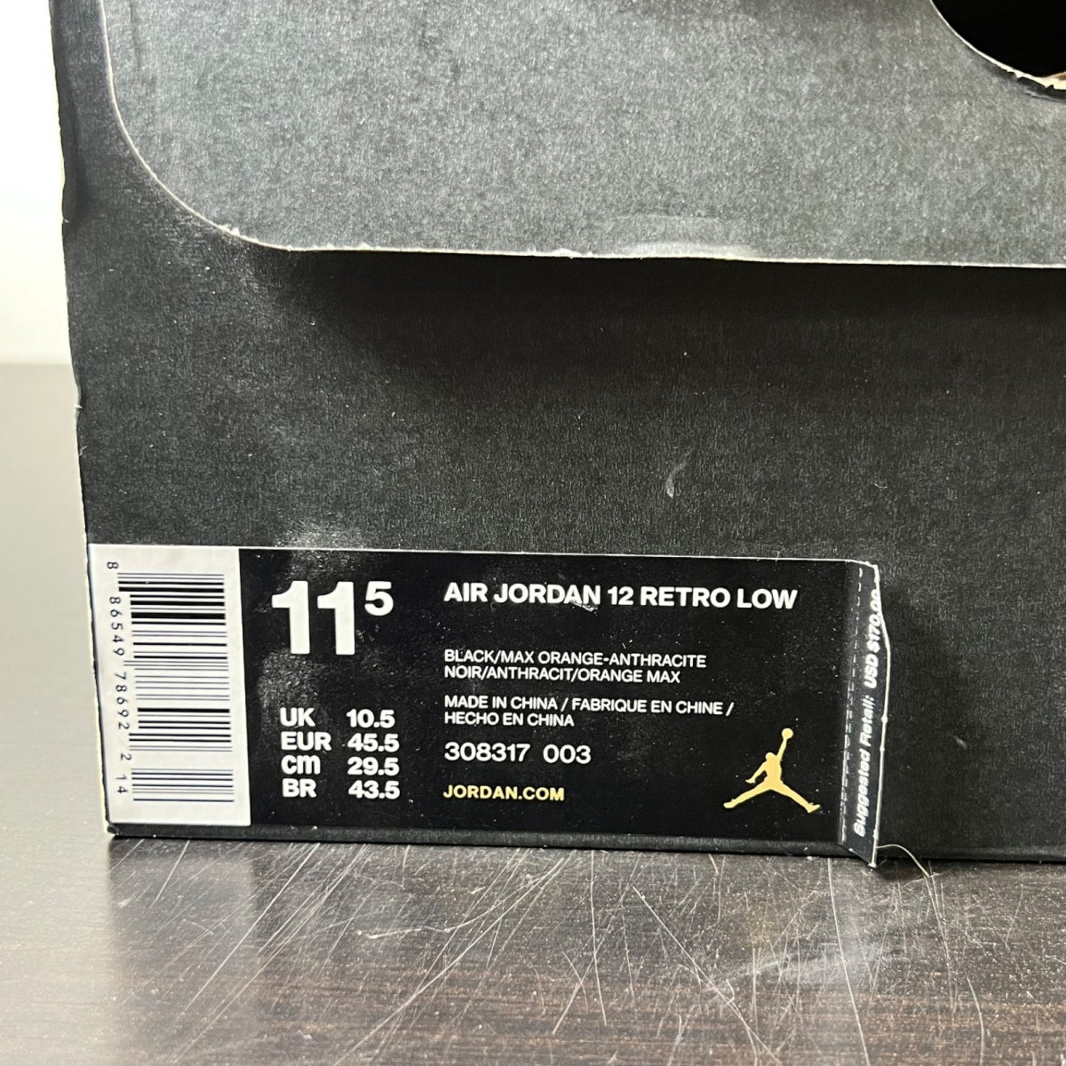 Jordan 12 Retro Low Max Orange 11.5 (Lightly Worn Pre-Owned)JordanBlack/Max Orange-Anthracite-Metallic Silver - Image 4