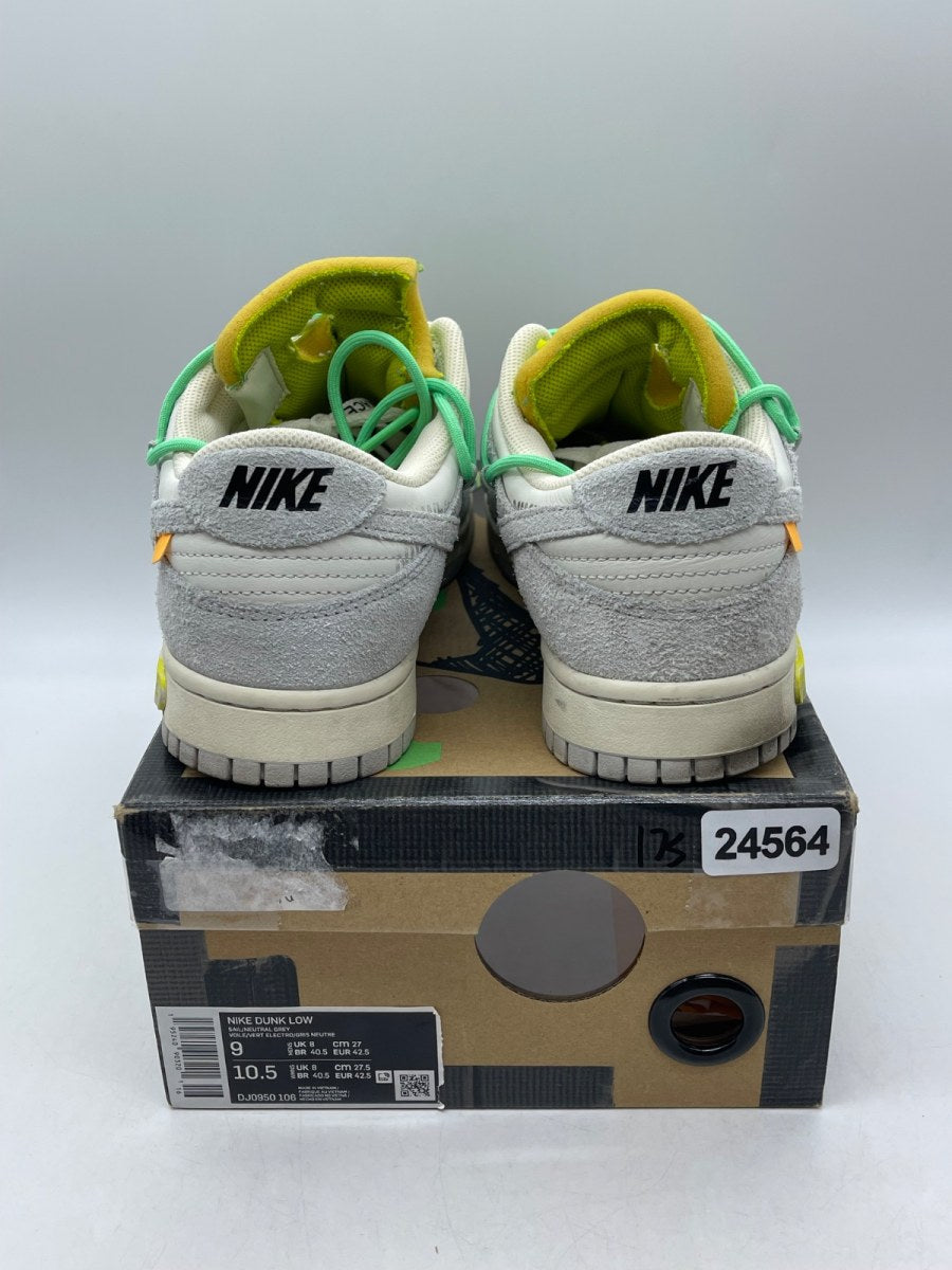 Nike Dunk Low Off-White Lot 14 9 (Moderately Worn Pre-Owned)NikeSail/Neutral Grey-Electro Green - Image 3