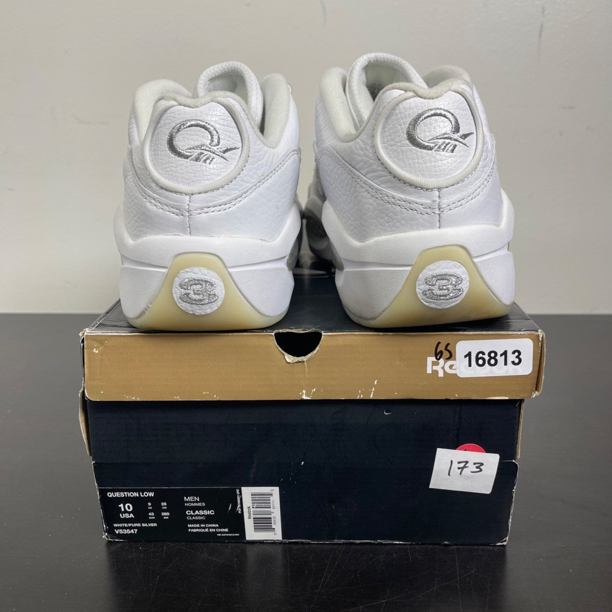 Reebok Question Low White Pure Silver 10 (Moderately Worn Pre-Owned)ReebokWhite/Pure Silver - Image 4