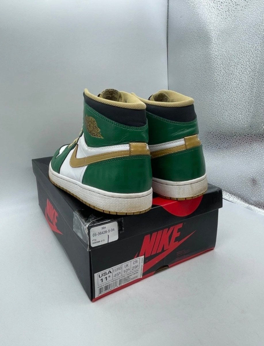 Jordan 1 OG Celtics 11.5 (Lightly Worn Pre-Owned)JordanClover/Metallic Gold/White/Black - Image 4