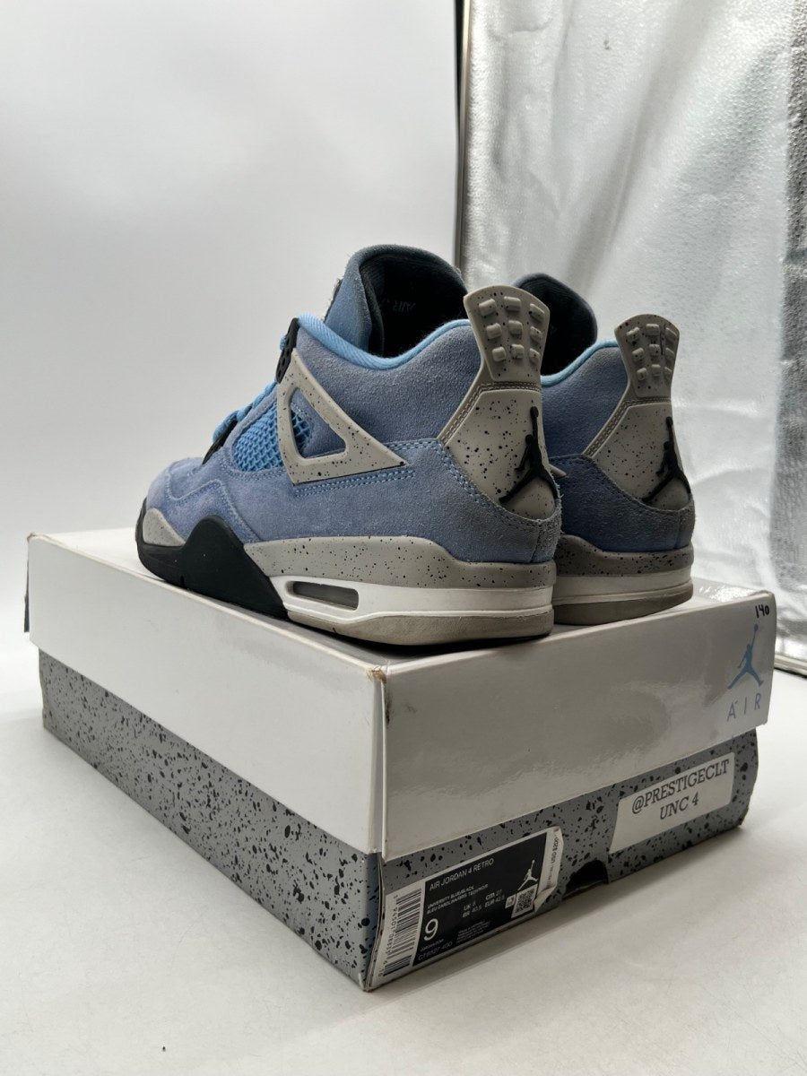 Jordan 4 Retro University Blue 9 (Moderately Worn Pre-Owned)JordanUniversity Blue/Tech Grey-White-Black - Image 4