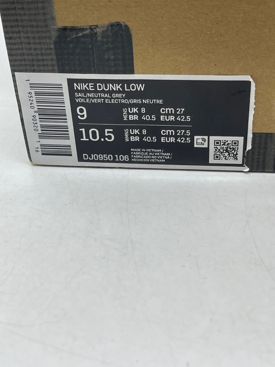 Nike Dunk Low Off-White Lot 14 9 (Moderately Worn Pre-Owned)NikeSail/Neutral Grey-Electro Green - Image 9
