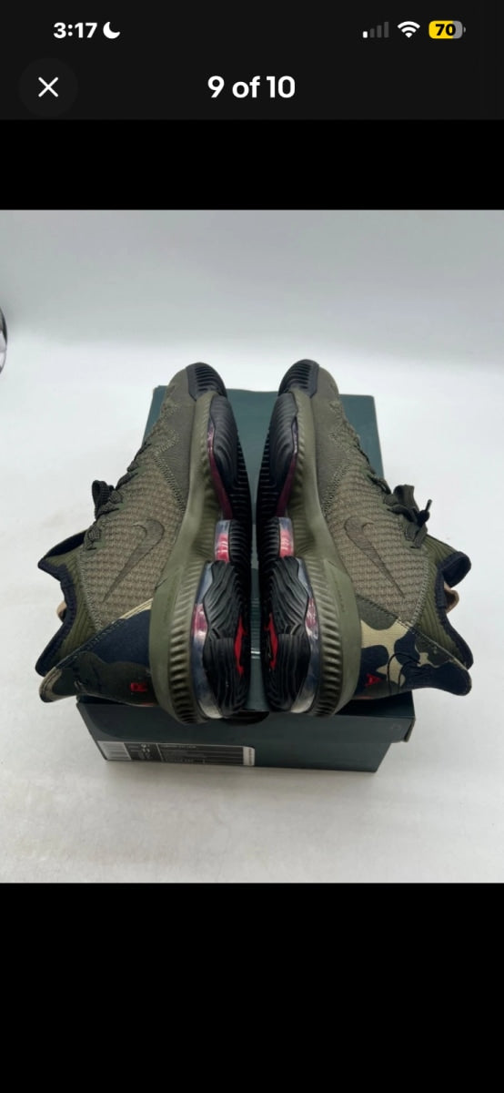 Nike LeBron 16 Low Camo 9.5 (Lightly Worn Pre-Owned)NikeCargo Khaki/Black-Neutral Olive - Image 9