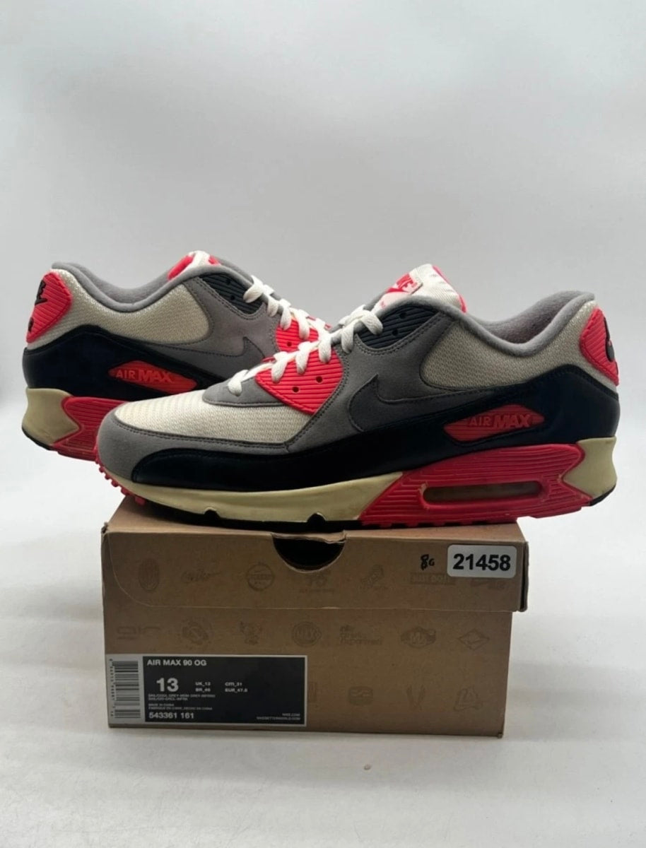Nike Air Max 90 Infrared Vintage (2013) 13 (Moderately Worn Pre-Owned)NikeSail/Cool Grey-Medium Grey-Infrared - Image 1