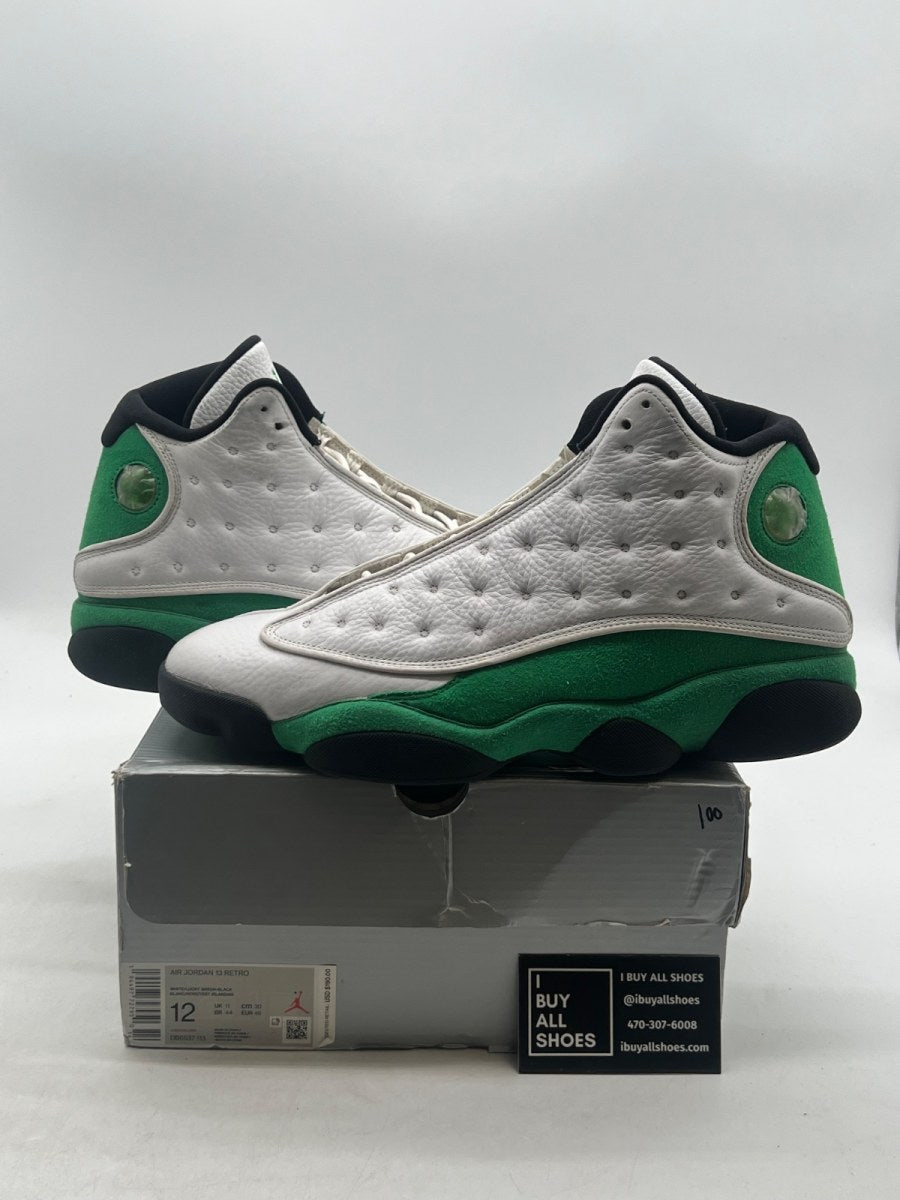 Jordan 13 Retro White Lucky Green 12 (Moderately Worn Pre-Owned) - Image 1