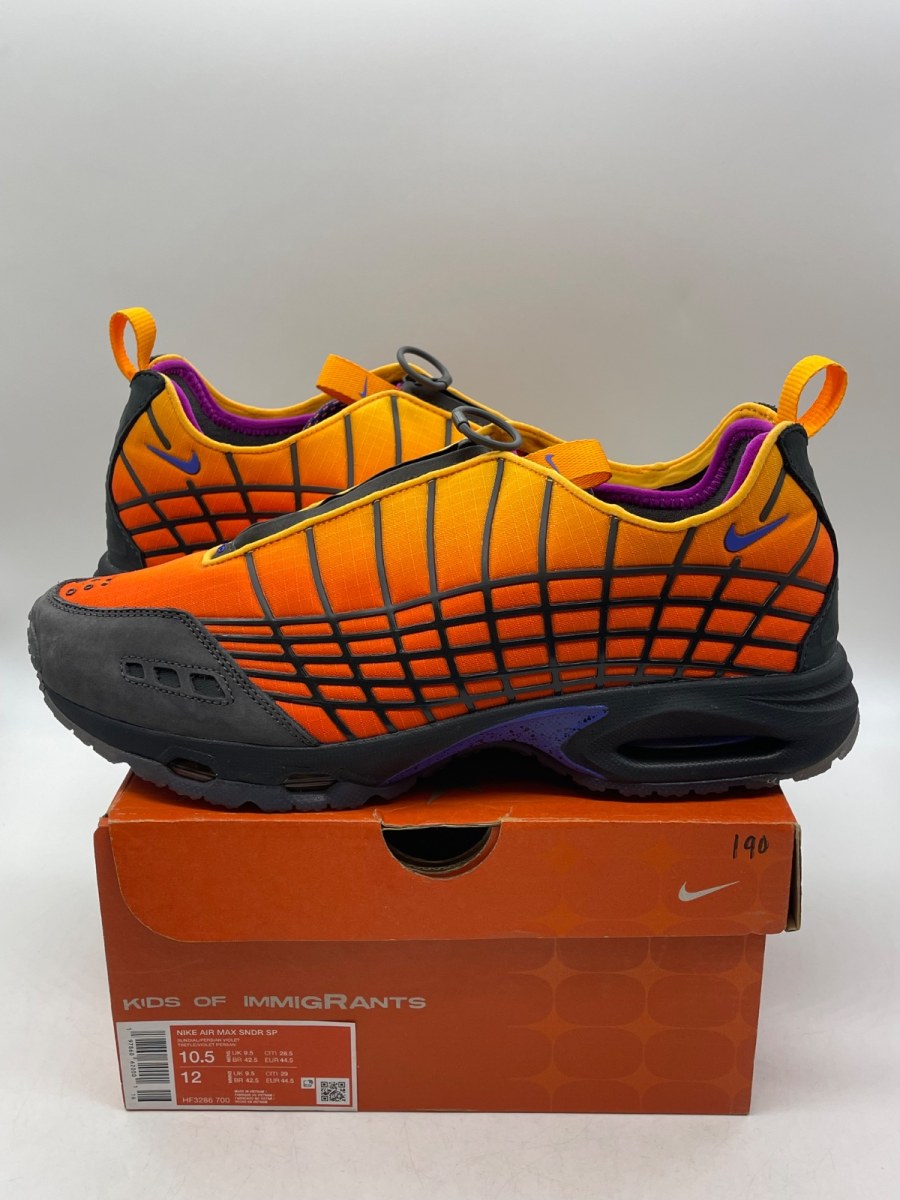 Nike Air Max Sunder SP Kids of Immigrants Sunrise 10.5 (Moderately Worn Pre-Owned)NikeSundial/Persian Violet - Image 1