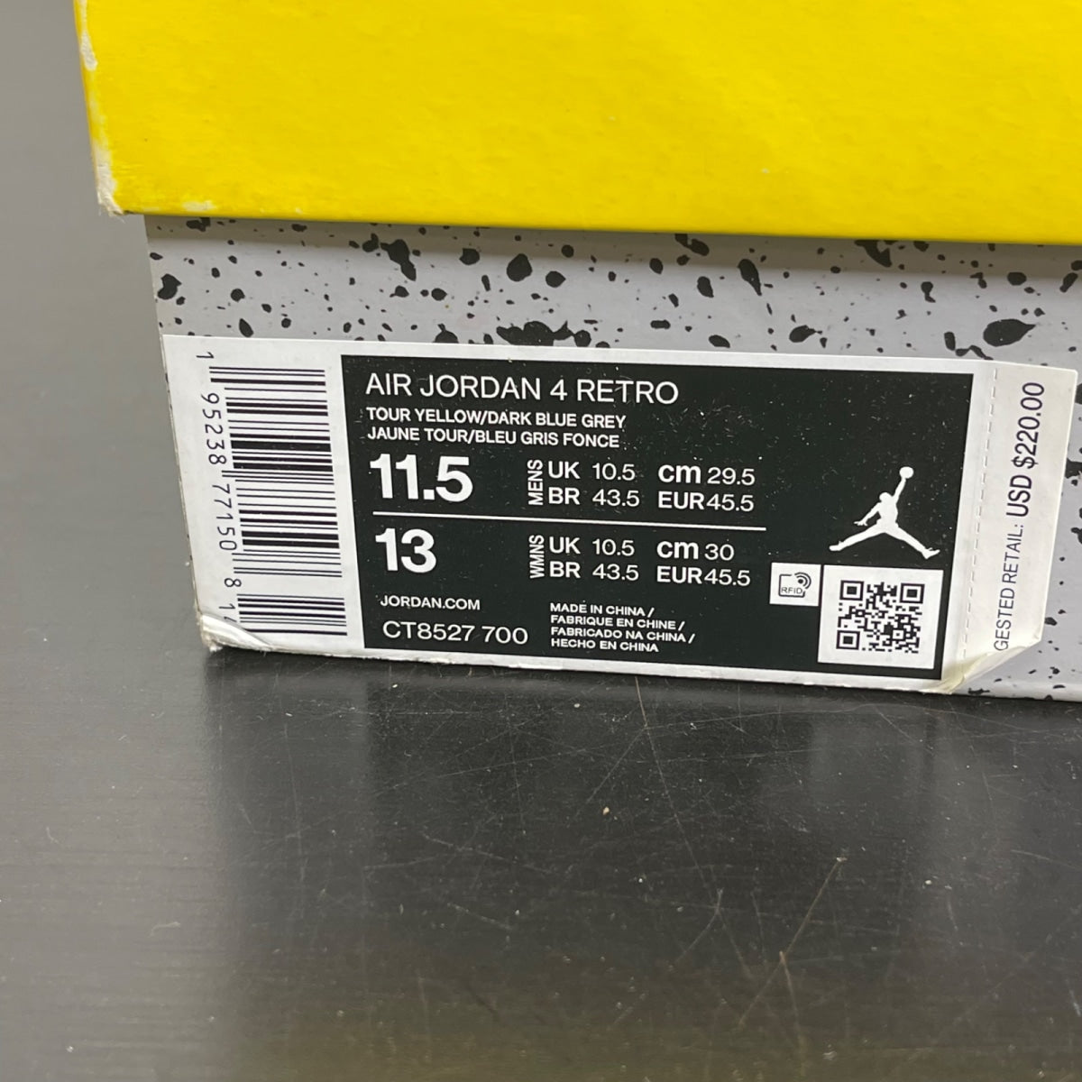 Jordan 4 Retro Lightning (2021) 11.5 (Moderately Worn Pre-Owned)JordanTour Yellow/White-Dark Blue Grey - Image 7