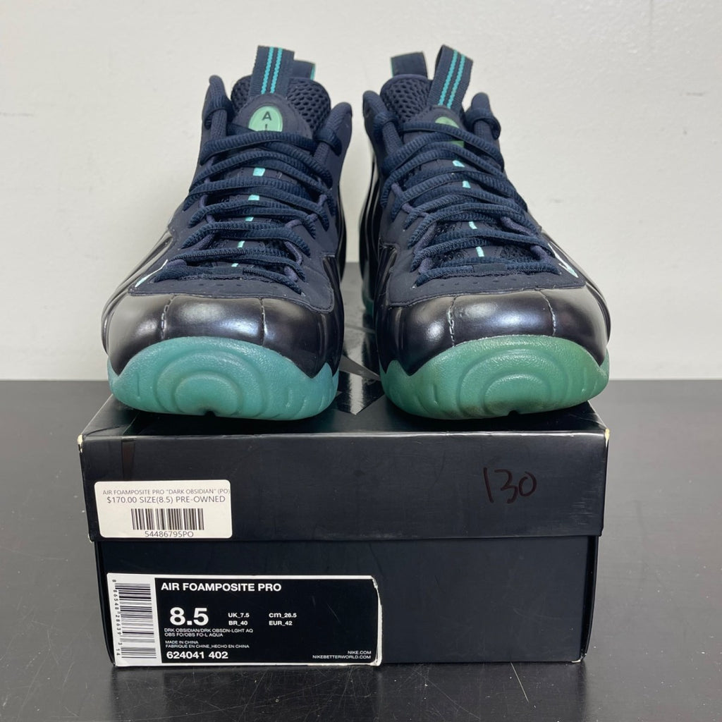 Nike Air Foamposite Pro Dark Obsidian 8.5 (Moderately Worn Pre-Owned)NikeDark Obsidian/Dark Obsidian-Blue Aquamarine - Image 2