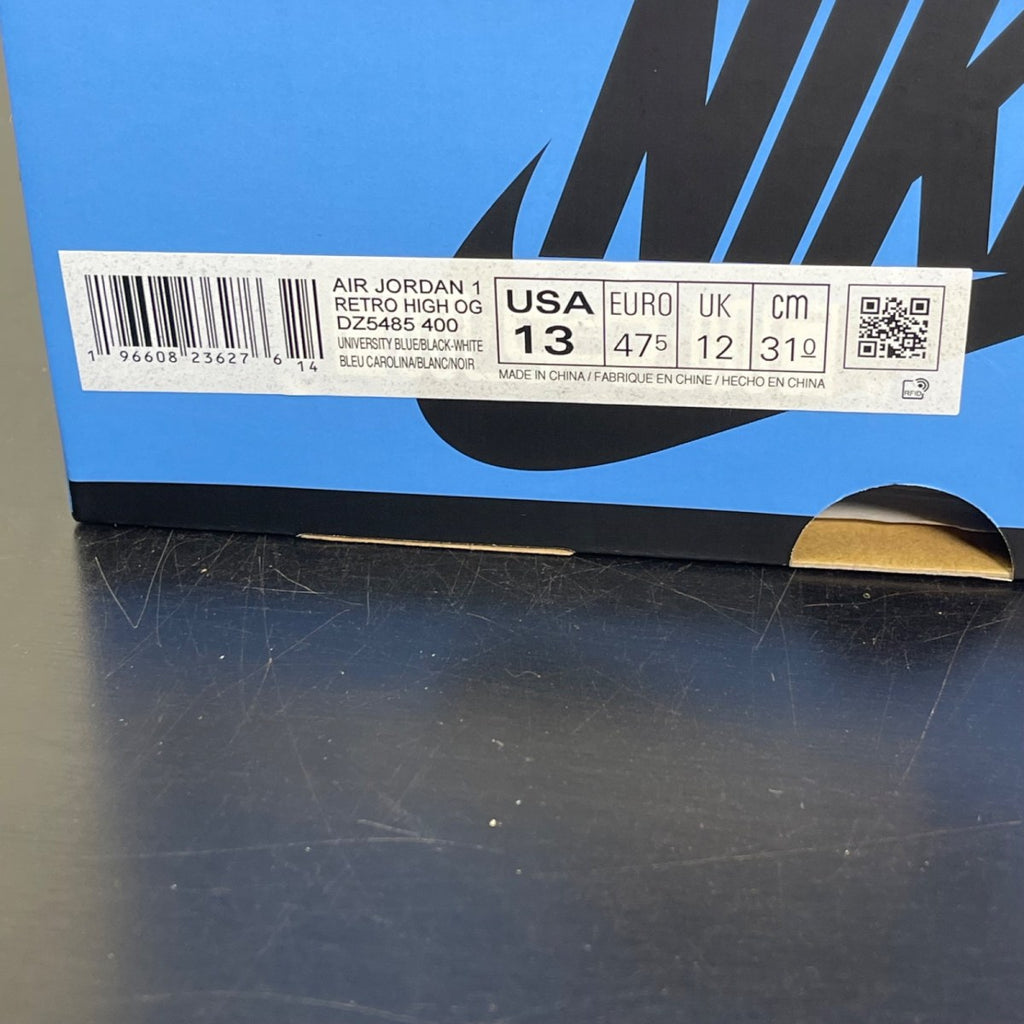 Jordan 1 Retro High OG UNC Toe 13 (Moderately Worn Pre-Owned)JordanUniversity Blue/Black/White - Image 7