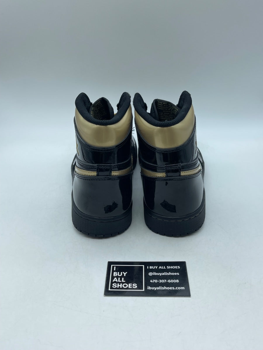 Jordan 1 Retro High Black Metallic Gold (2020) 9 (Moderately Worn Pre-Owned) - Image 3