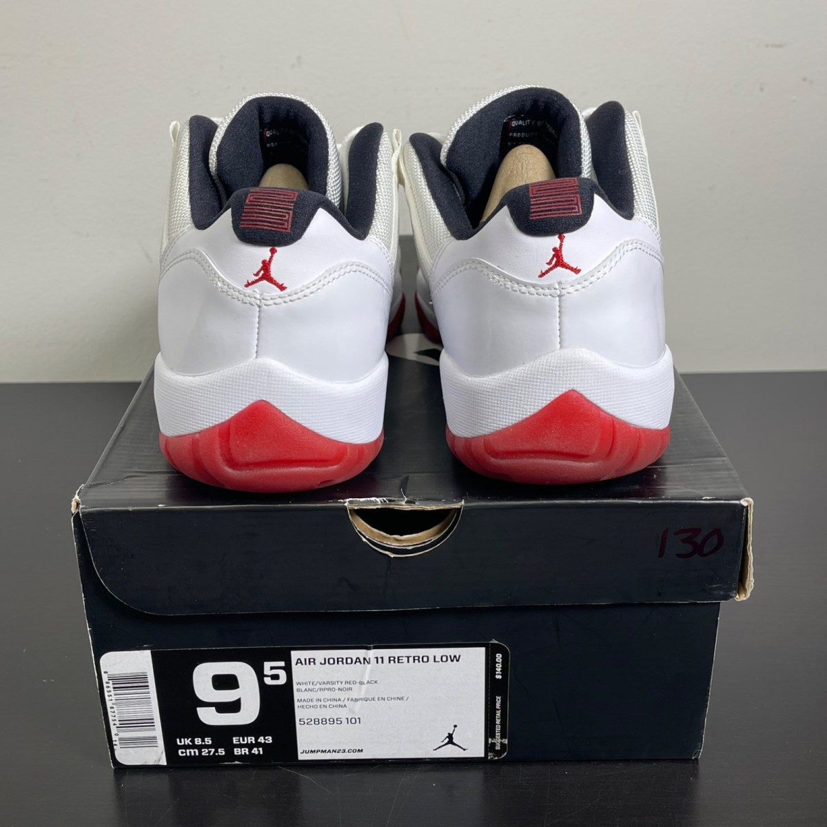 Jordan 11 Retro Low White Red (2012) 9.5 (Moderately Worn Pre-Owned)JordanWhite/Varsity Red-Black - Image 4