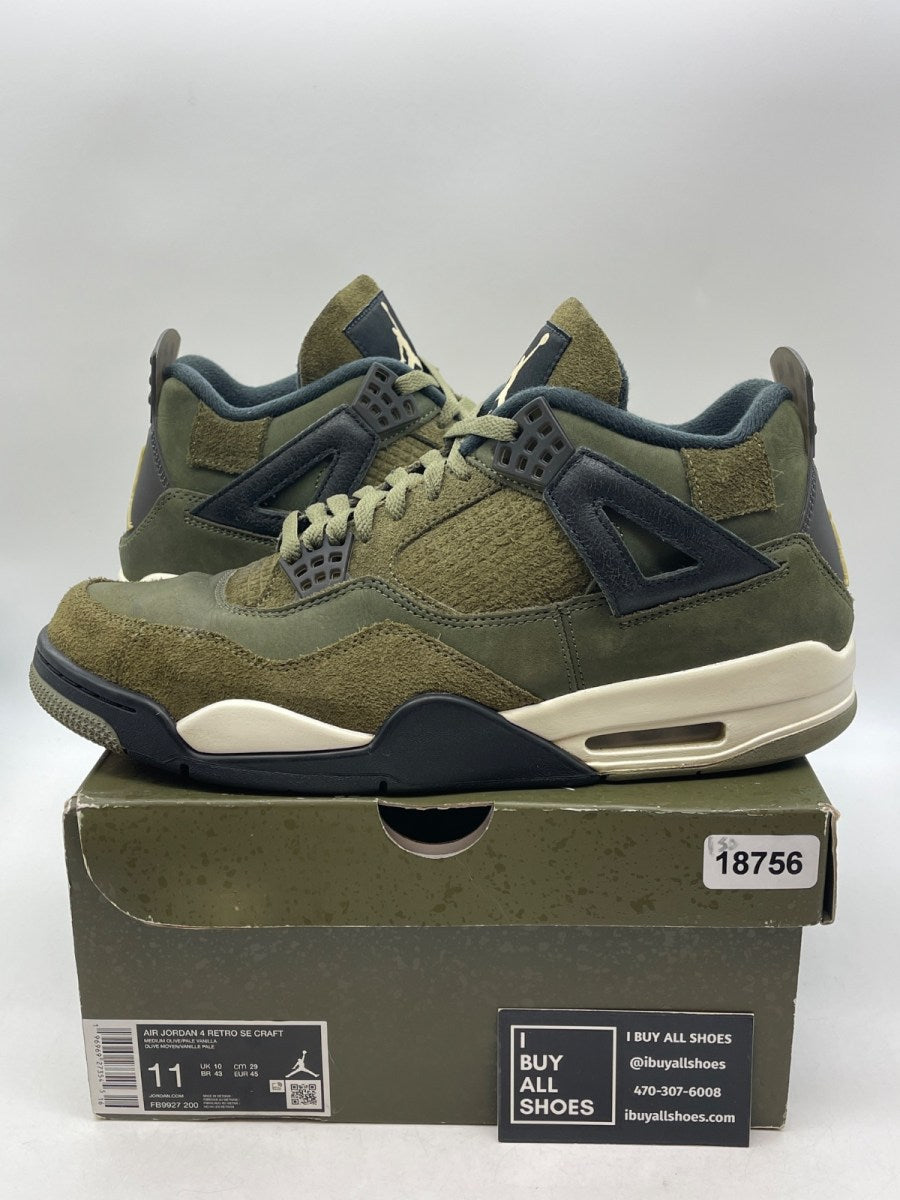 Jordan 4 Retro SE Craft Medium Olive 11 (Heavily Worn Pre-Owned) - Image 1