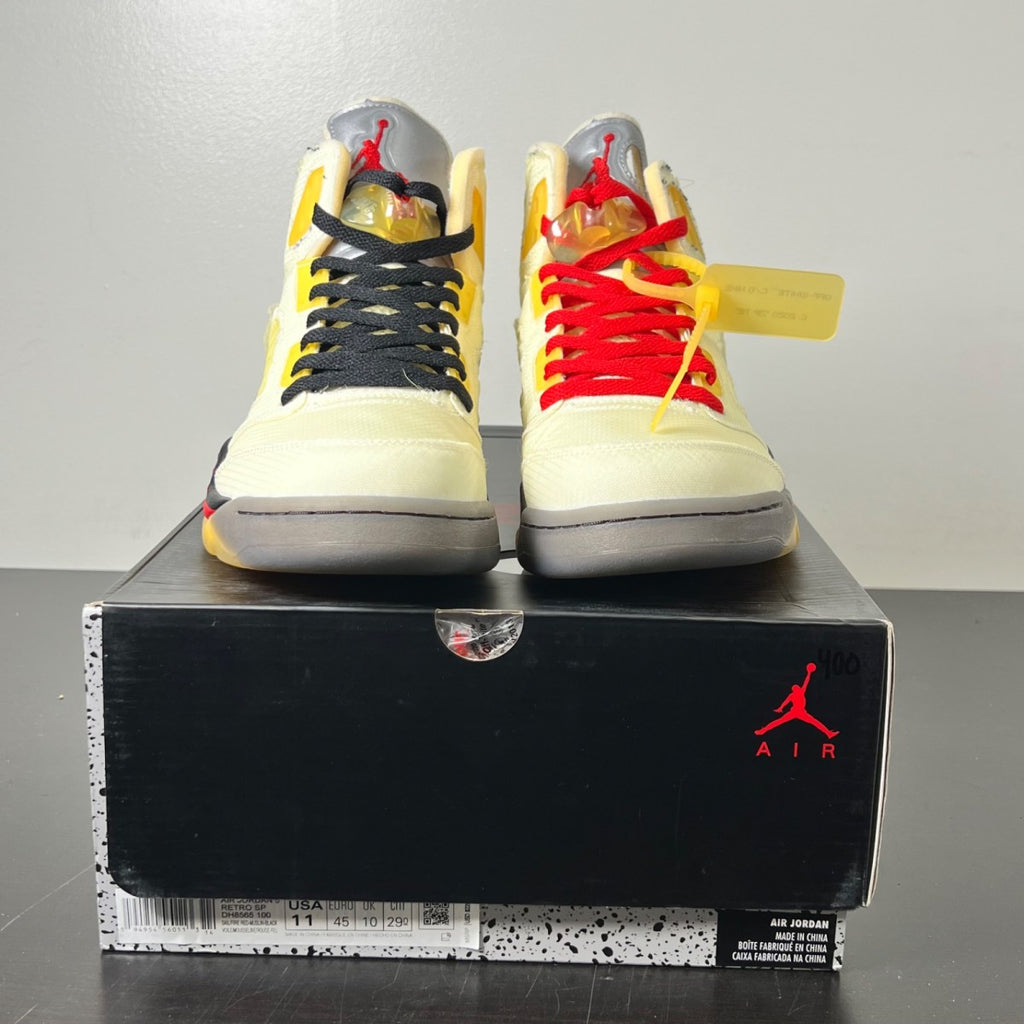 Jordan 5 Retro Off-White Sail 11 (Lightly Worn Pre-Owned)JordanSail/Fire Red-Muslin-Black - Image 2