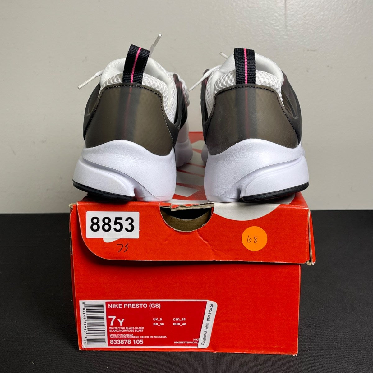 Nike Air Presto GS 'White Pink Blast' (Size 7) - aux