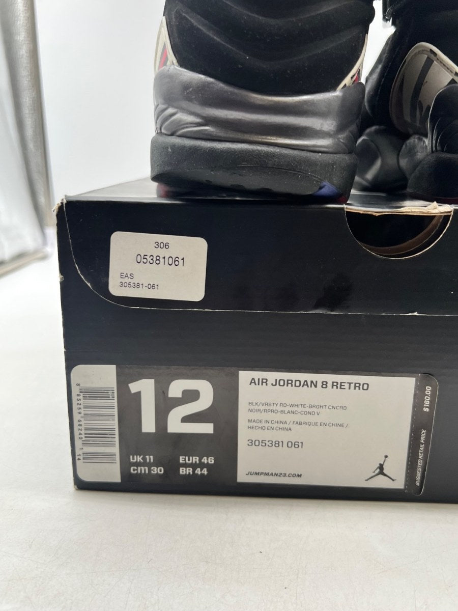 Jordan 8 Retro Playoffs (2013) 12 (Moderately Worn Pre-Owned)JordanBlack/True Red-White - Image 4