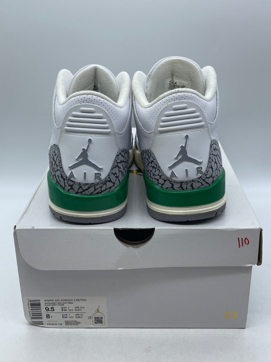 Jordan 3 Retro Lucky Green (Women's) 9.5W (Moderately Worn Pre-Owned)JordanWhite/Lucky Green/Varsity Red/Cement Grey/Sail - Image 3