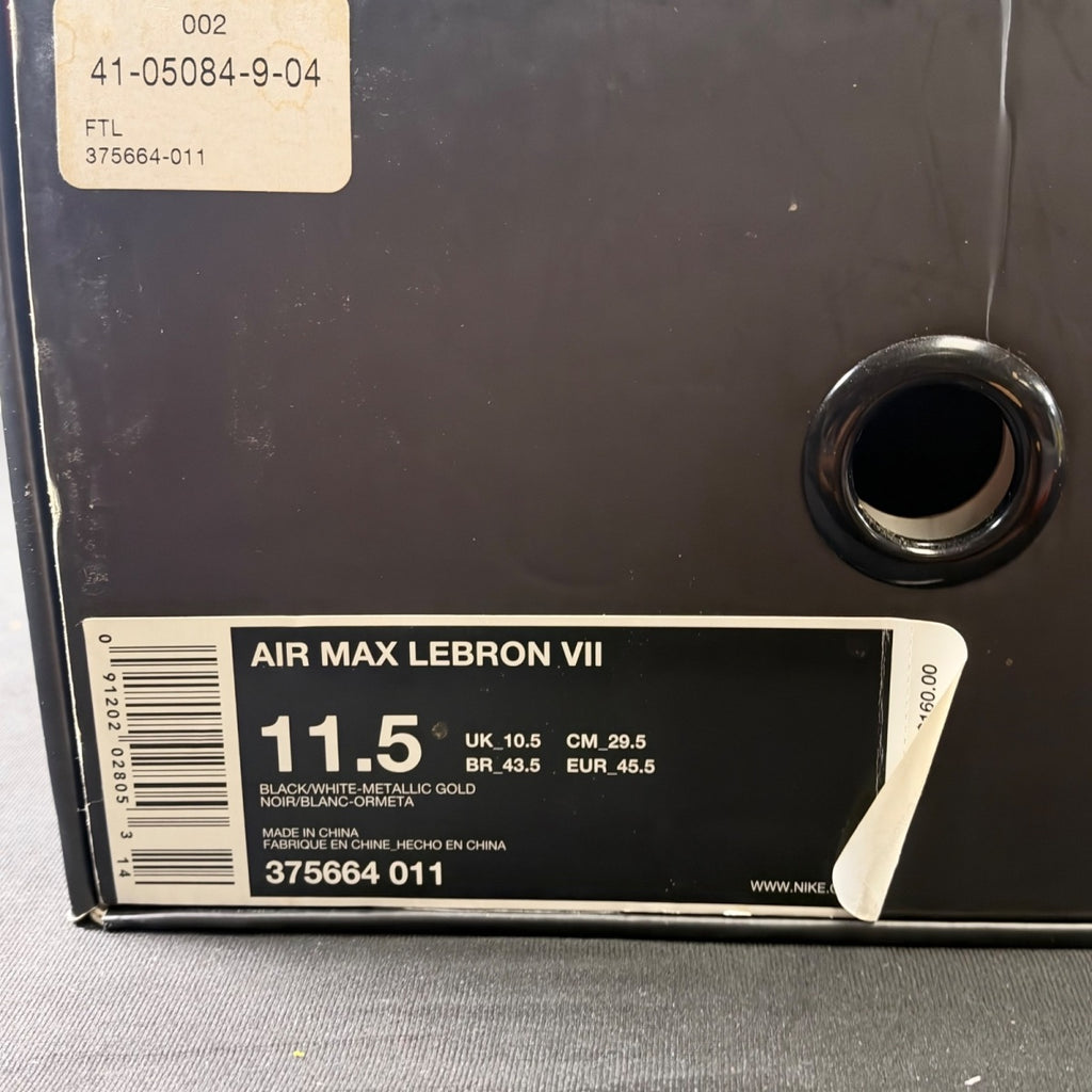 Nike LeBron 7 Black/White-Metallic Gold (Size 11.5) - Image 4