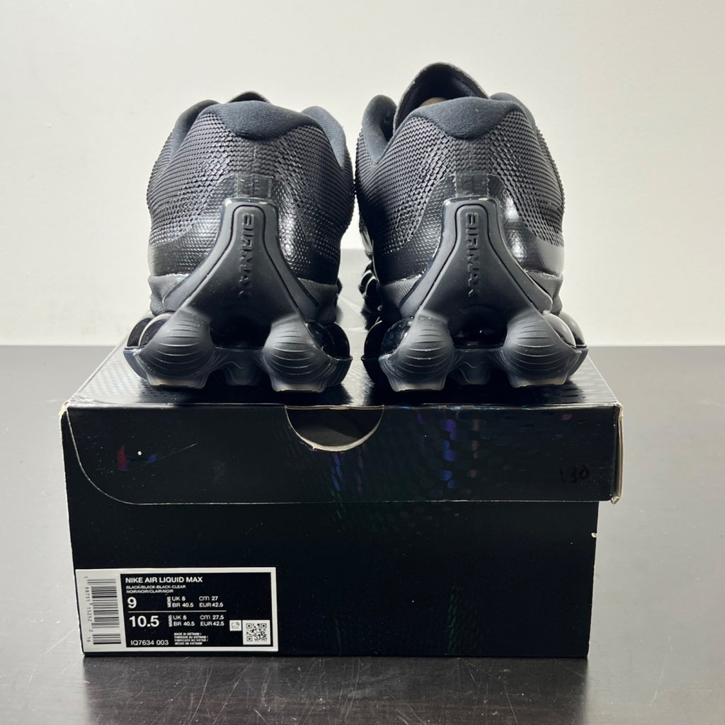 Nike Air Liquid Max Triple Black 9 (Lightly Worn Pre-Owned)NikeBlack/Black/Black/Clear/Metallic Silver - Image 4