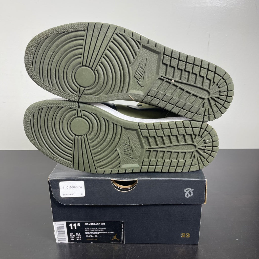 Air Jordan 1 Mid 'Olive Canvas' 11.5 (Moderately Worn Pre-Owned)Air Jordan - Image 5
