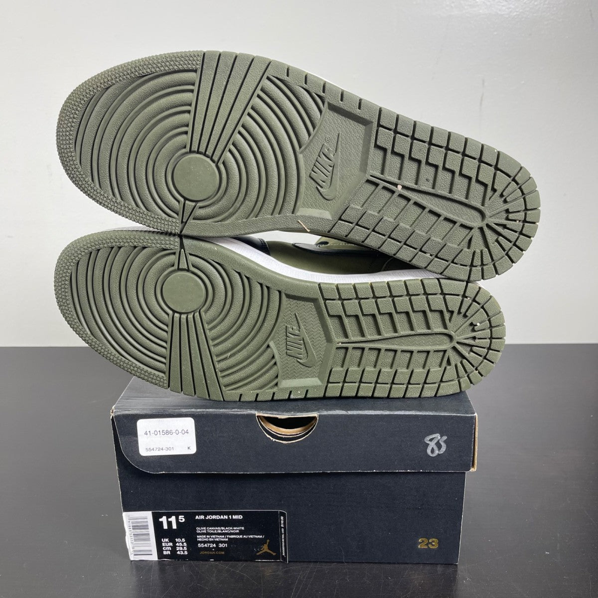 Air Jordan 1 Mid 'Olive Canvas' 11.5 (Moderately Worn Pre-Owned)Air Jordan - Image 5