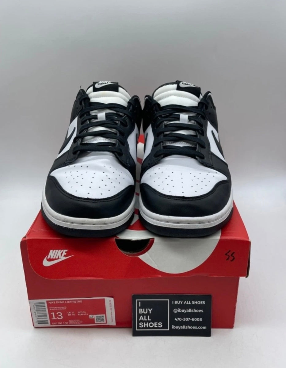 Nike Dunk Low Retro White Black Panda 13 (Lightly Worn Pre-Owned)NikeWhite/Black - Image 2