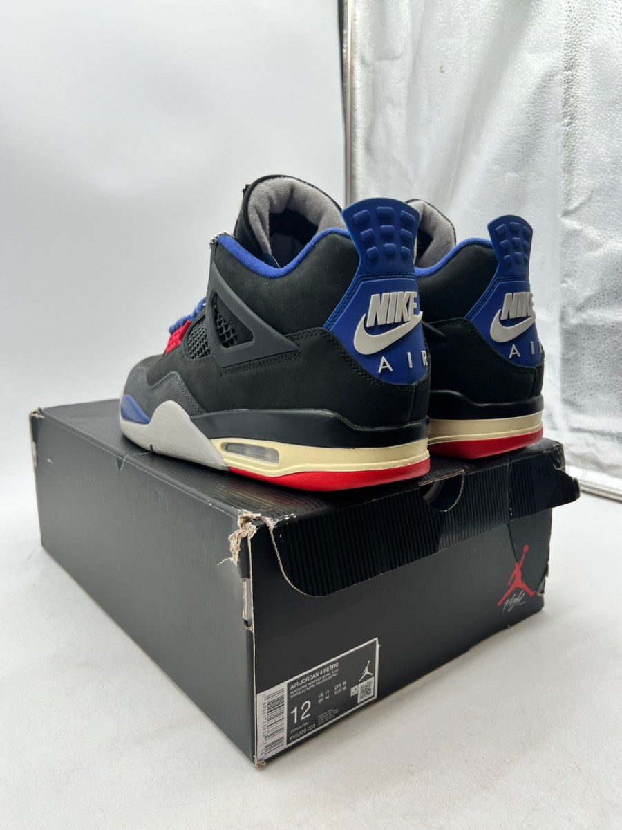 Jordan 4 Retro Rare Air (White Lettering) 12 (Moderately Worn Pre-Owned)JordanBlack/Fire Red/Deep Royal Blue/Dark Smoke Grey/Tech Grey - Image 6