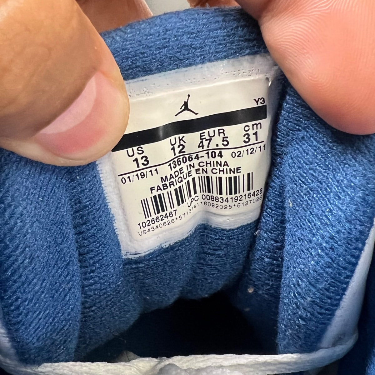 Jordan 3 Retro True Blue (2011) 13 (Heavily Worn Pre-Owned)JordanWhite/Cement Grey-True Blue - Image 4