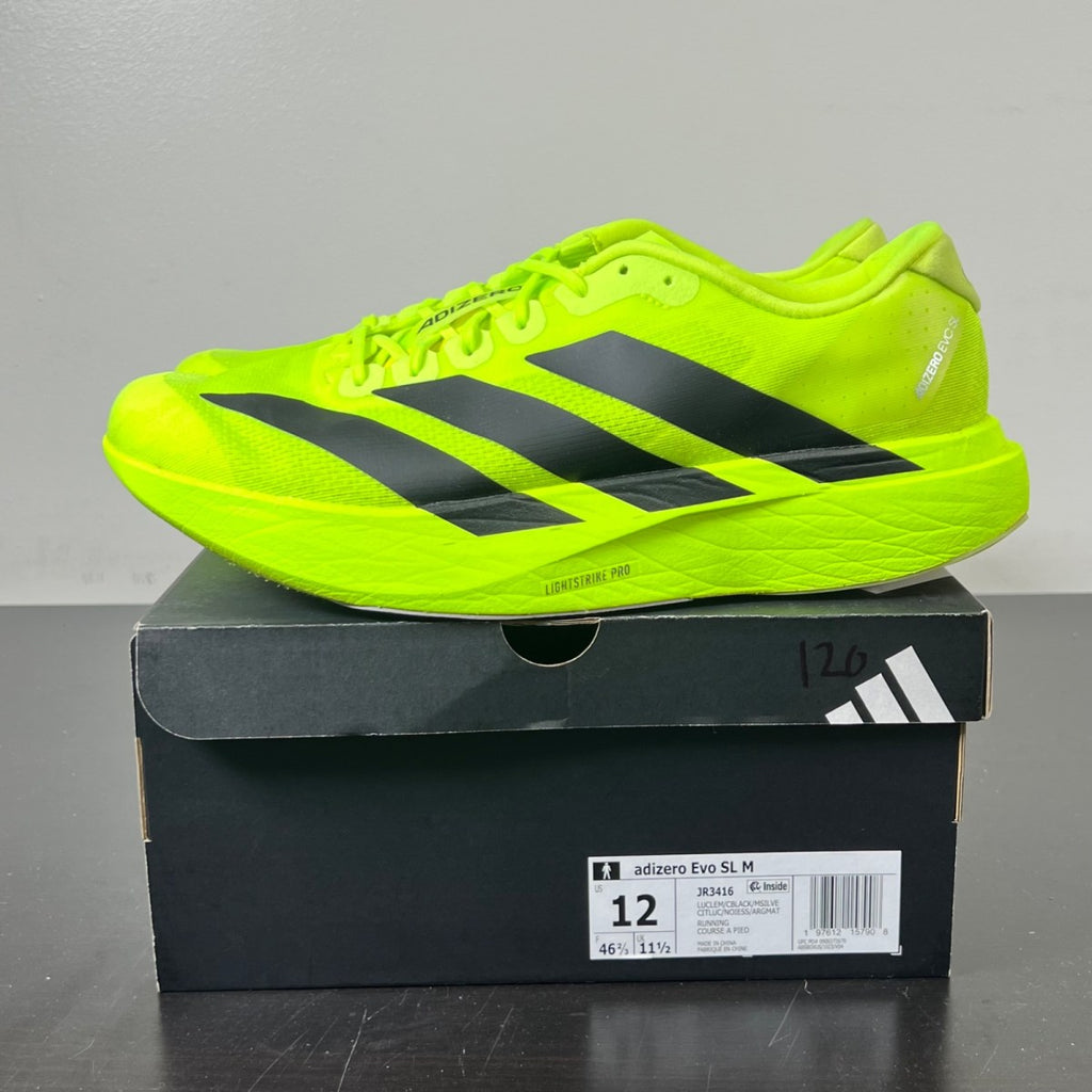adidas Adizero Evo SL Lucid Lemon 12 (Lightly Worn Pre-Owned)adidasLucid Lemon/Core Black/Metallic Silver - Image 3