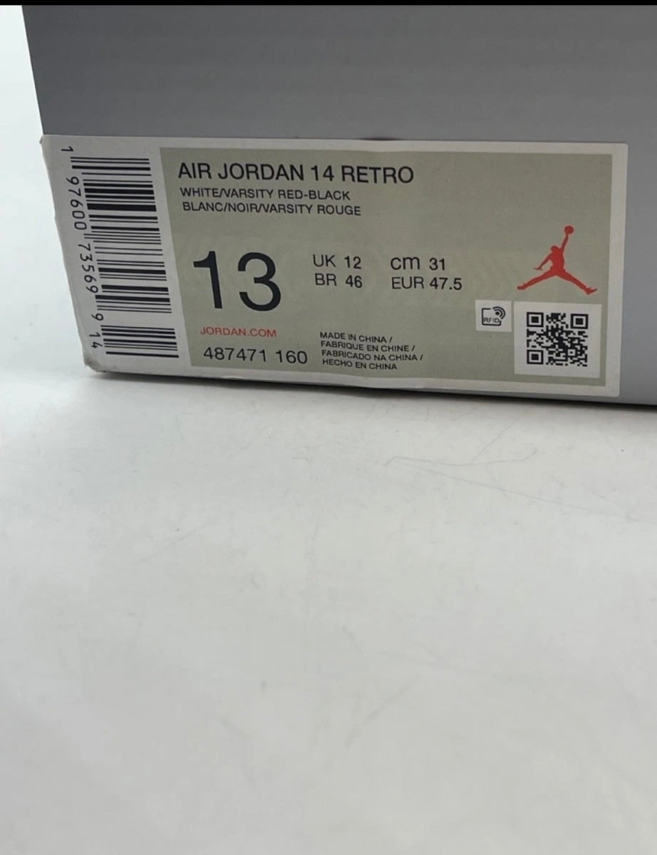 Jordan 14 Retro Black Toe (2024) 13 (Lightly Worn Pre-Owned)JordanWhite/Varsity Red/Black/Metallic Silver - Image 7