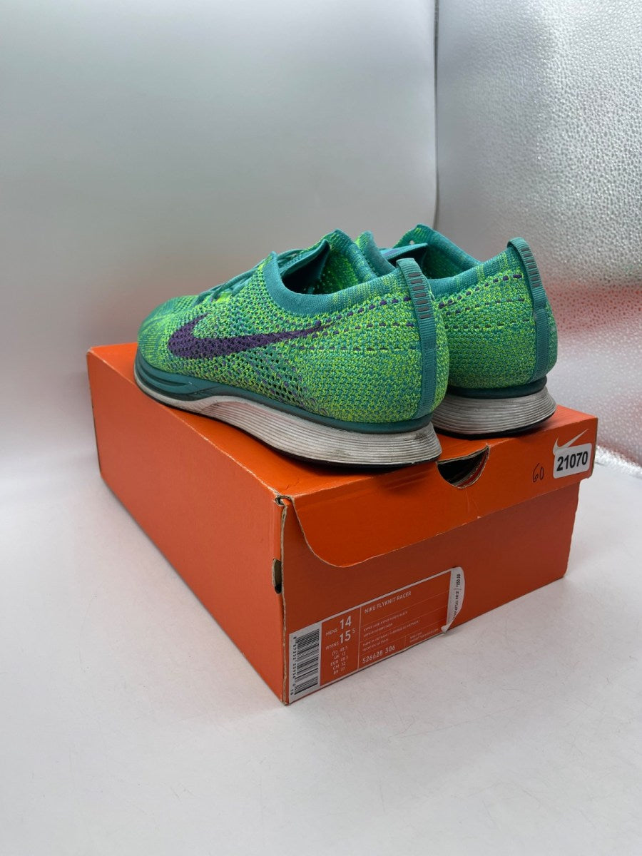 Nike Flyknit Racer Hyper Jade 14 (Moderately Worn Pre-Owned) - Image 4