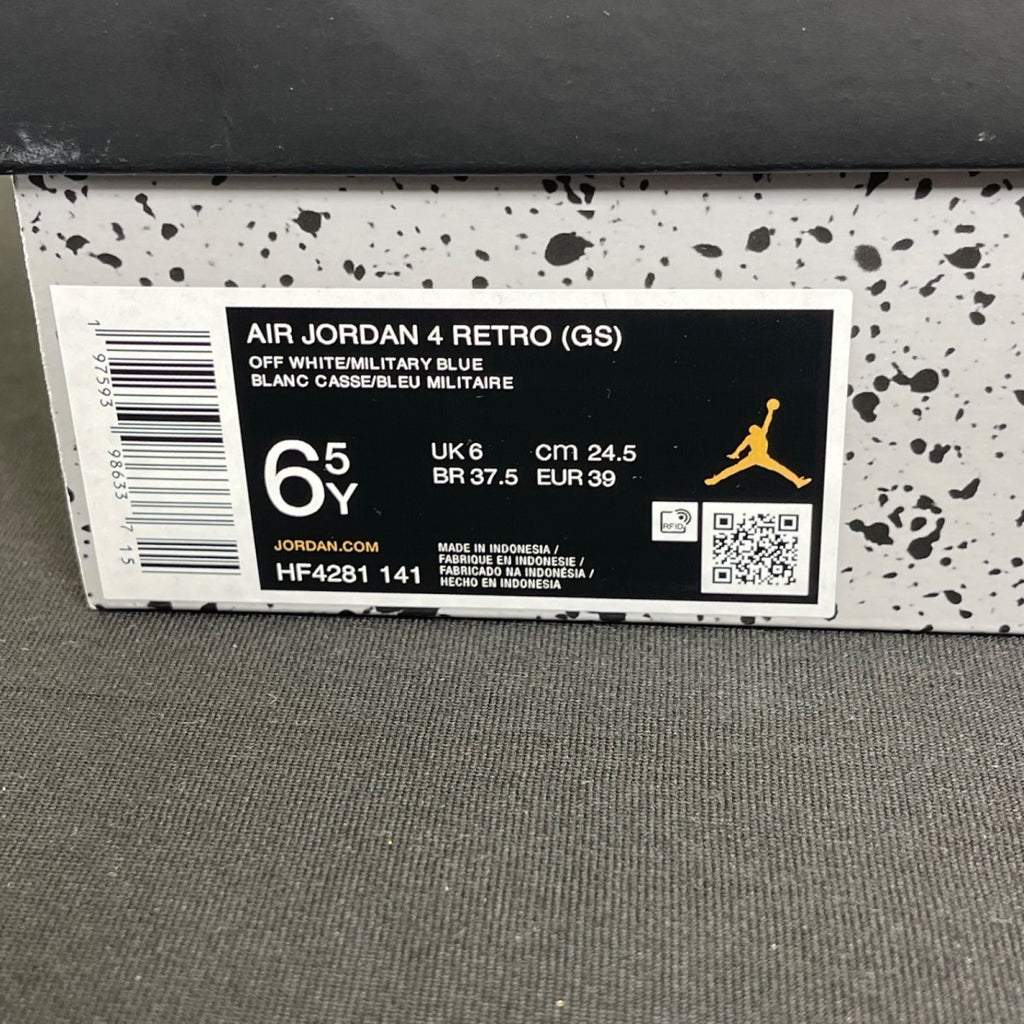 Jordan 4 Retro Military Blue (2024) (GS) 6.5Y (Moderately Worn Pre-Owned)JordanOff-White/Military Blue/Neutral Grey - Image 6