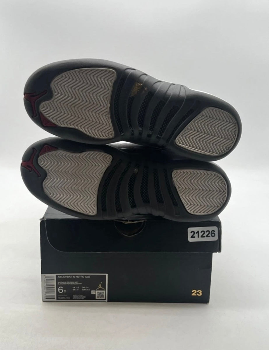 Jordan 12 Retro White Dark Grey (GS) 6Y (Lightly Worn Pre-Owned)JordanWhite/Dark Grey-Gym Red - Image 8