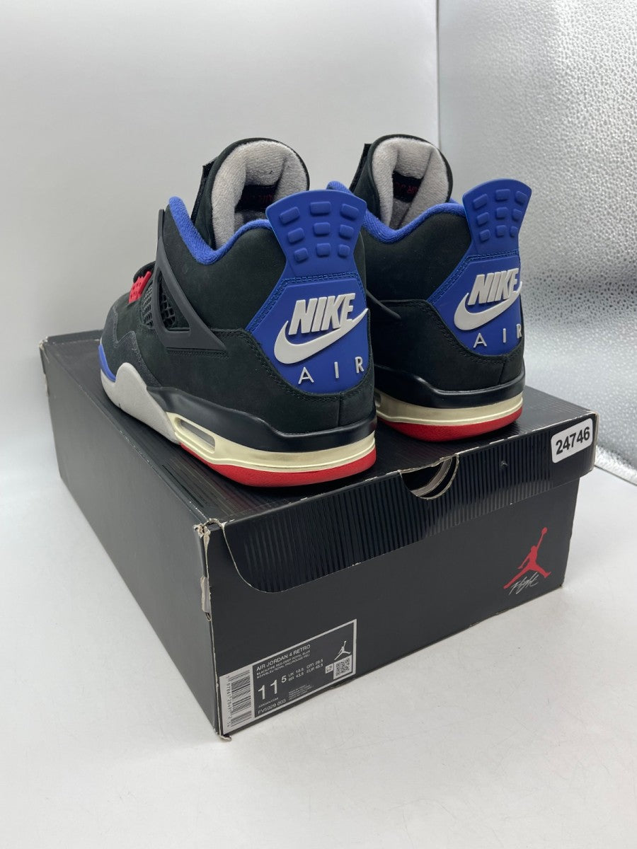 Jordan 4 Retro Rare Air (Gold Lettering) 11.5 (Moderately Worn Pre-Owned)JordanBlack/Fire Red/Deep Royal Blue/Dark Smoke Grey/Tech Grey - Image 4