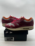 Nike Air Max 1 Patta Waves Rush Maroon (with Bracelet) 10.5 (Lightly Worn Pre-Owned)NikeMetallic Silver/Rush Maroon - Image 1
