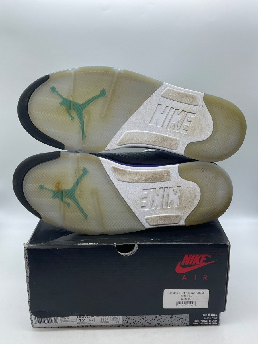 Jordan 5 Retro Grape (2025) 12 (Moderately Worn Pre-Owned)JordanWhite/Grape Ice-New Emerald - Image 7