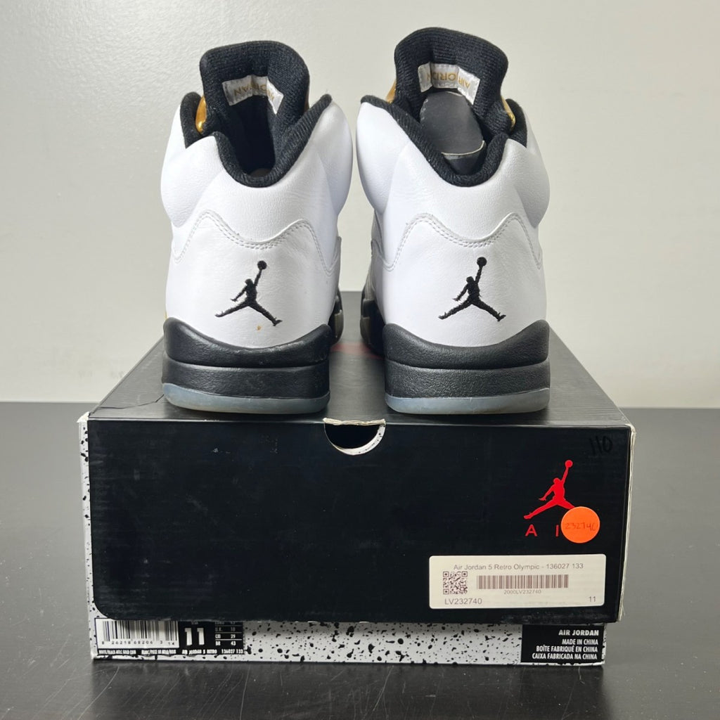 Jordan 5 Retro Olympic (2016) 11 (Lightly Worn Pre-Owned)JordanWhite/Black-Metallic Gold Coin - Image 4