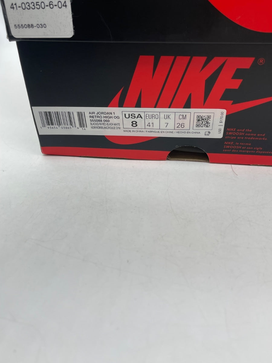 Jordan 1 Retro High Black Satin Gym Red 8 (Moderately Worn Pre-Owned)JordanBlack/Gym Red-Black-White - Image 9