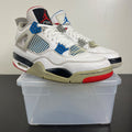 Jordan 4 Retro What The 10 (Moderately Worn Pre-Owned)JordanWhite/Military Blue-Fire Red-Black-Cement Grey - Image 1