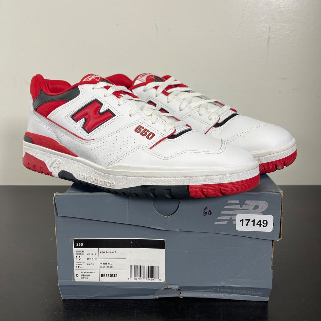 New Balance 550 White Red 13 (Moderately Worn Pre-Owned)New BalanceWhite/Red - Image 1
