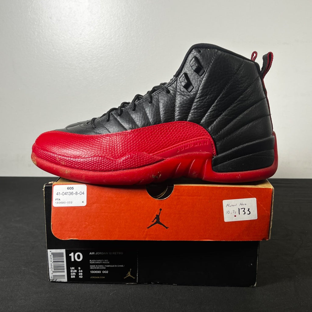 Jordan 12 Retro Flu Game (2016) 10 (Lightly Worn Pre-Owned)JordanBlack/Varsity Red - Image 3