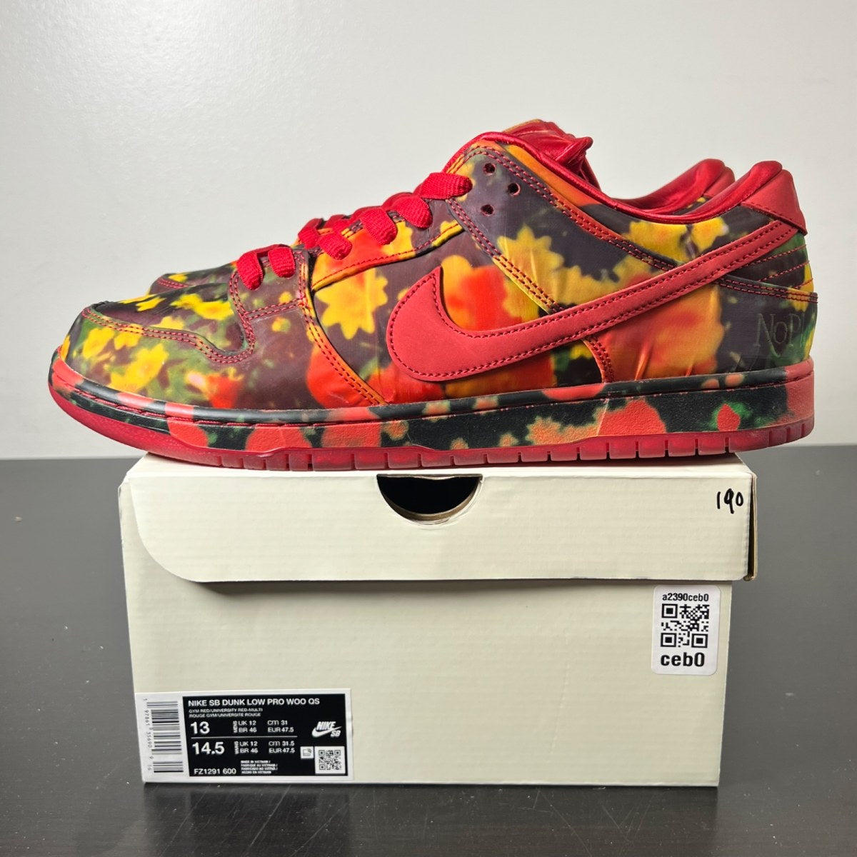 Nike SB Dunk Low The Wizard of Oz Poppy Field 13 (Lightly Worn Pre-Owned)NikeVarsity Red/University Gold - Image 3