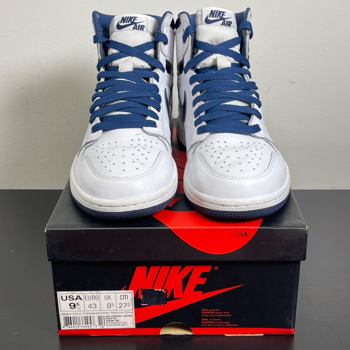 Jordan 1 Retro Metallic Navy (2016) 9.5 (Moderately Worn Pre-Owned)JordanWhite/Metallic Navy - Image 2