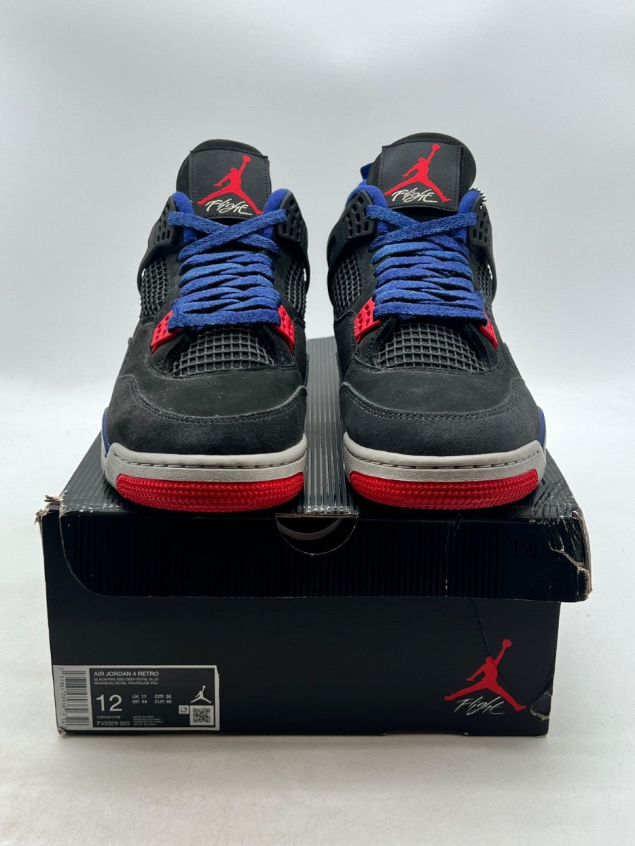 Jordan 4 Retro Rare Air (White Lettering) 12 (Moderately Worn Pre-Owned)JordanBlack/Fire Red/Deep Royal Blue/Dark Smoke Grey/Tech Grey - Image 2