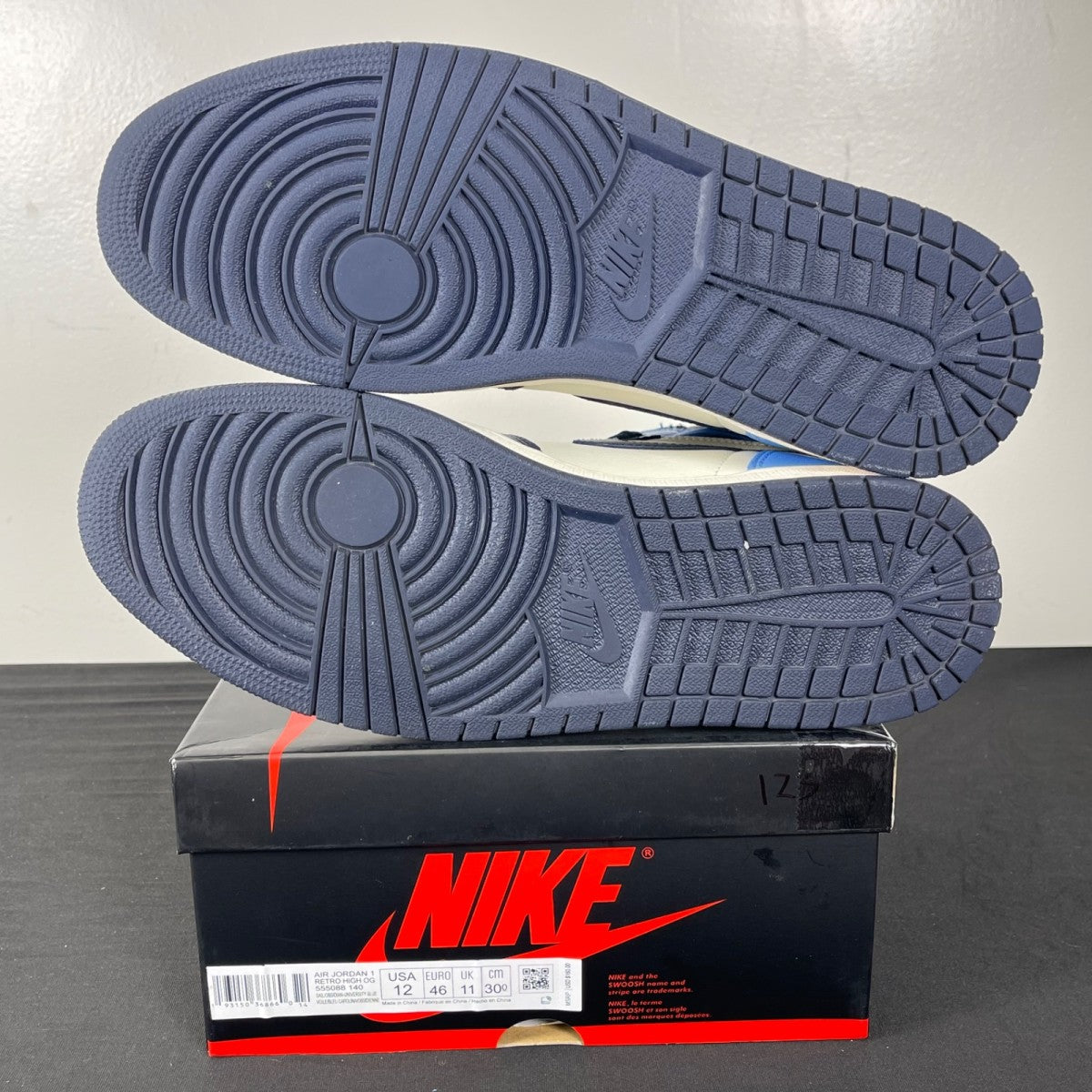 Jordan 1 Retro High Obsidian 12 (Moderately Worn Pre-Owned)JordanSail/Obsidian-University Blue - Image 5