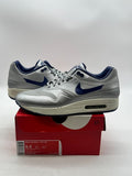 Nike Air Max 1 Night Track Royal 9.5 (Moderately Worn Pre-Owned)NikeMetallic Silver/Deep Royal Blue-Sail - Image 1